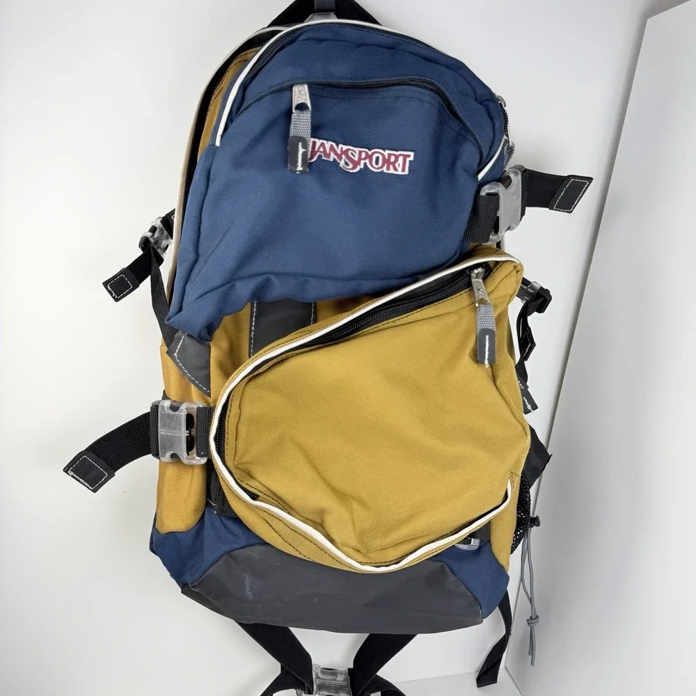 VTG Y2K JanSport Backpack Travel Camping Hiking Outdoors Day Pack 2 Swing Outs